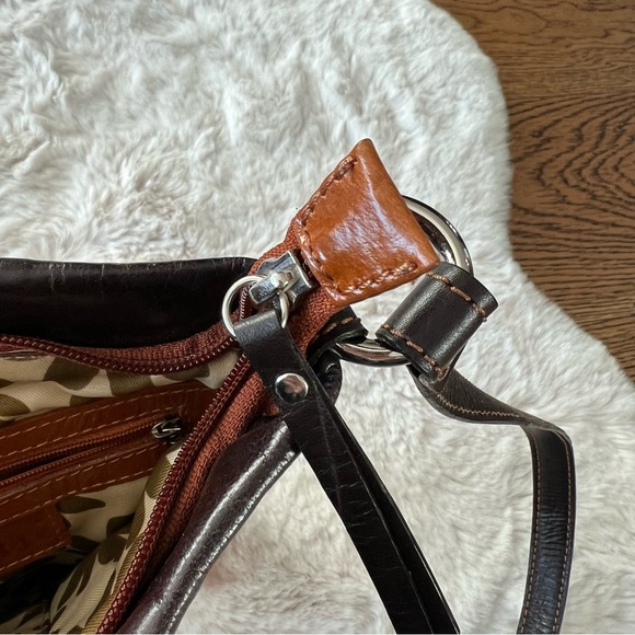 NINO BOSSI Brown and Cognac Leather Crossbody Bag - Picture 12 of 15